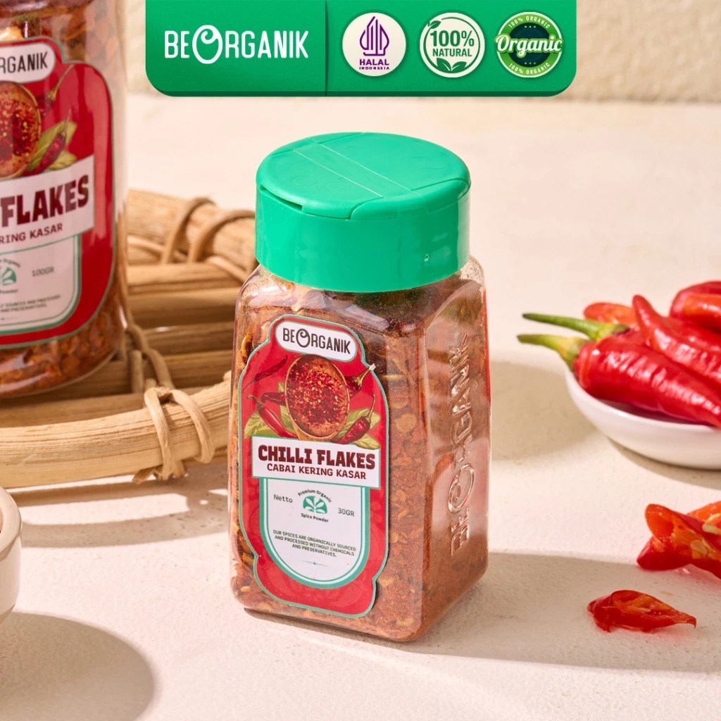 

Beorganik Chilli Flakes / Cabe / Cabai Kering Kasar