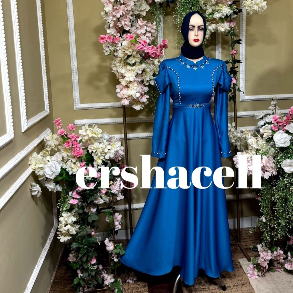 Gaun Juliette dengan Bahan Maxmara Premium dan Payet Mutiara,