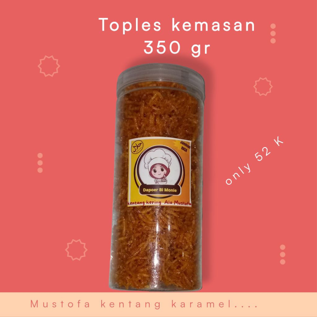 

mustofa, keripik kentang dieng, kemasan toples,manis