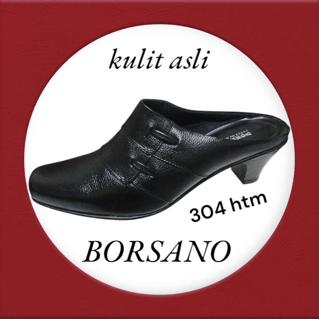 SEPATU SANDAL PANTOFEL WANITA KULIT ASLI ORIGINAL BORSANO 304 HITAM