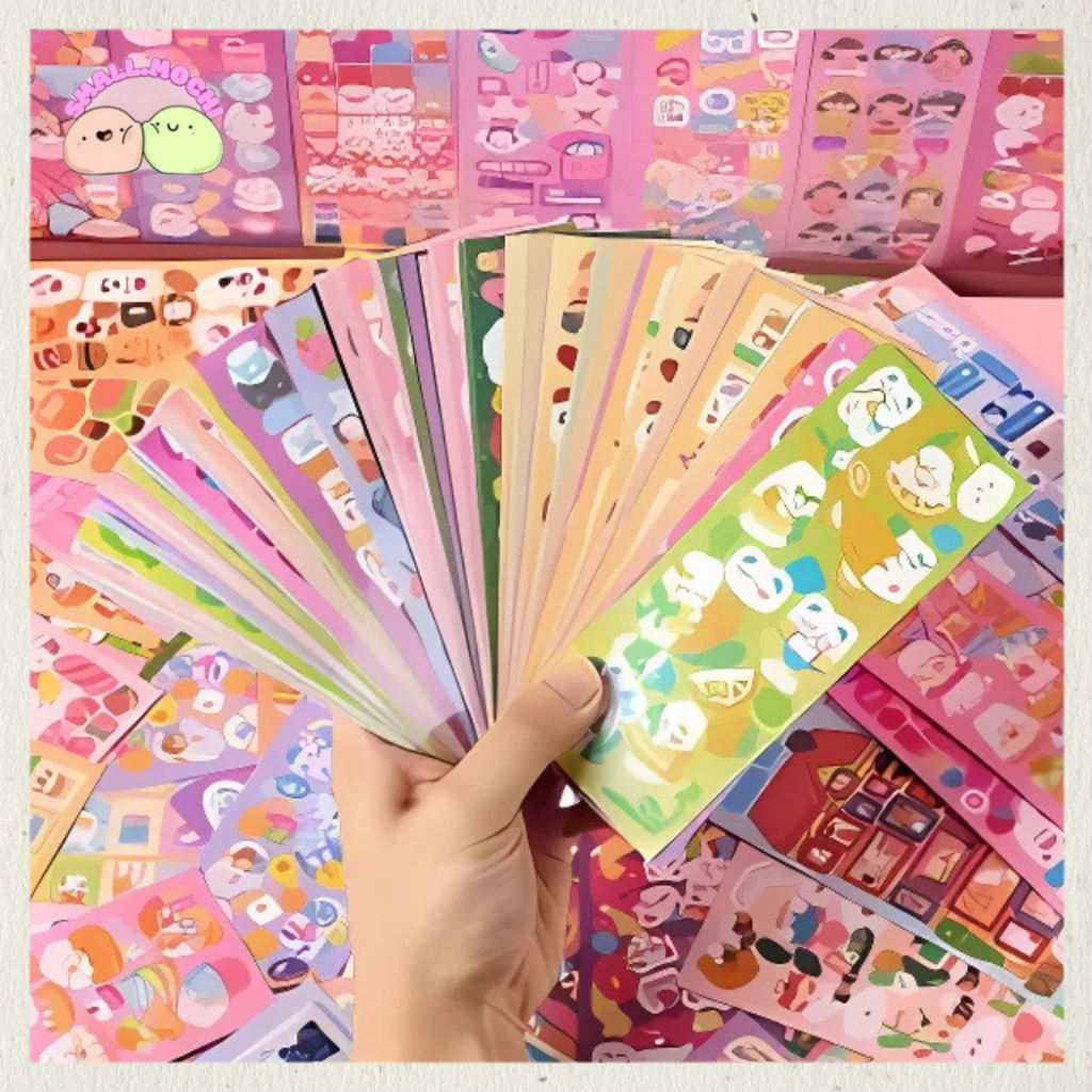 

1 Pack Sleeve Photocard 100 Lembar Stiker Pack DIY Gantungan Aklirik Dekor Sticker Shiny Cartoon Best Seller