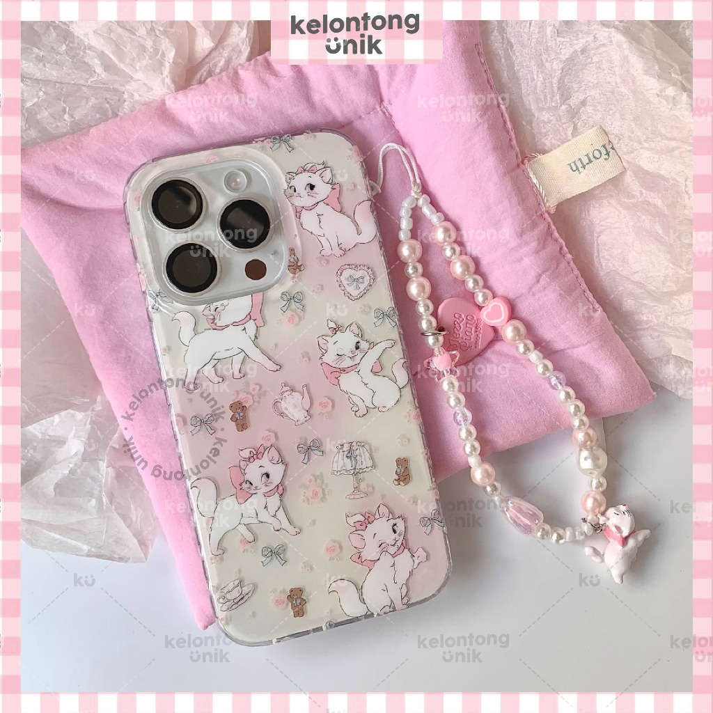 KELONTONG UNIK | Marie Cat Blushy Pink Case - Hardcase/ Casing HP for iPhone 12 13 14 15 16 PRO PROM