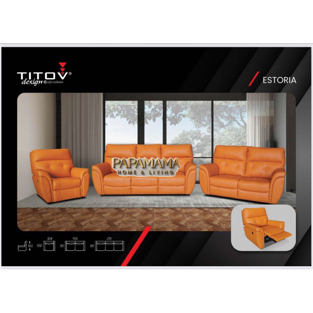 Sofa Titov Estoria 321 - Sofa Reclaining Listrik - Sofa Kantor - Medan