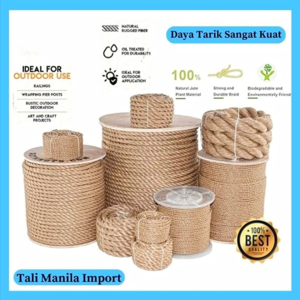 

Tali Tambang Manila Besar Sedang Kecil Goni 4mm / 6mm / 8mm /10mm / 12mm / 14mm -