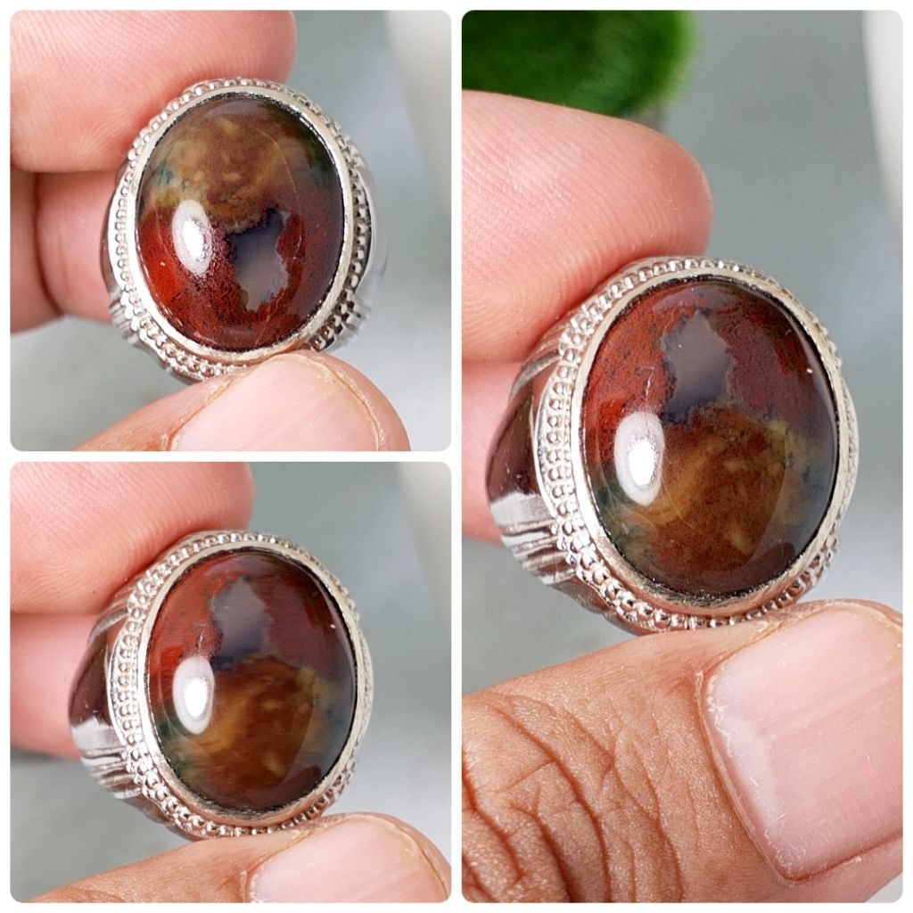 cincin batu akik Garut motif pancawarna realpic