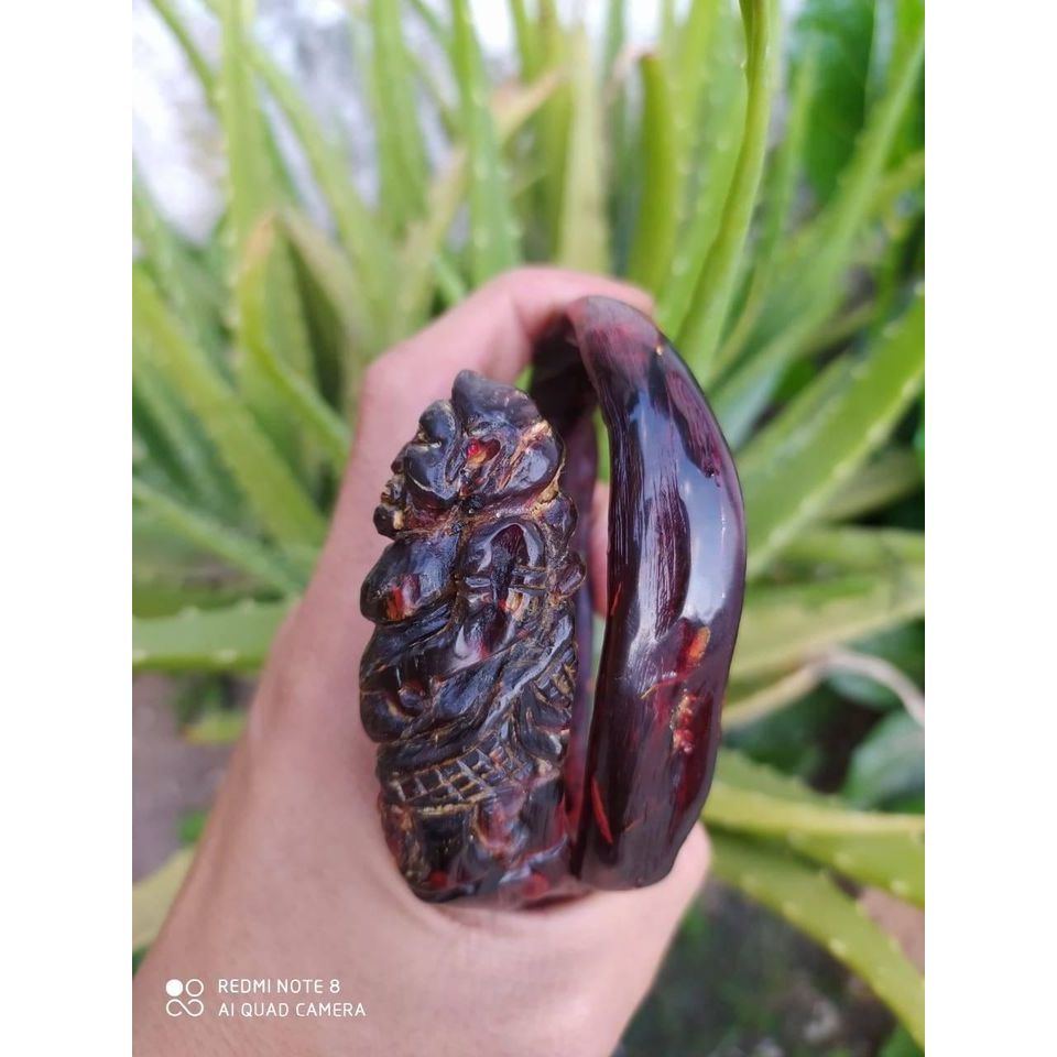 Gelang Akar Bahar Merah Ukir Eyang Semar Jumbo
