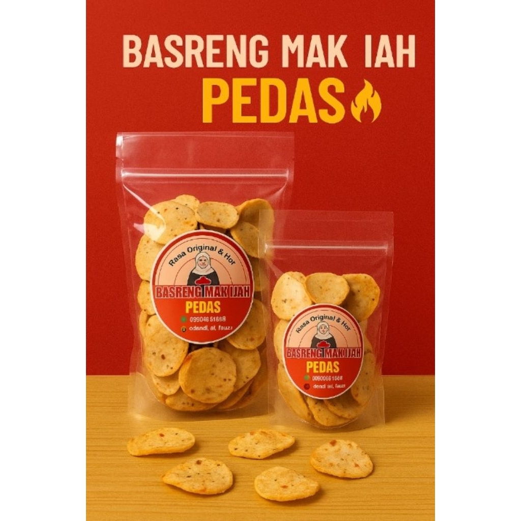 

Basreng Premium pipih koin pedas daun jeruk