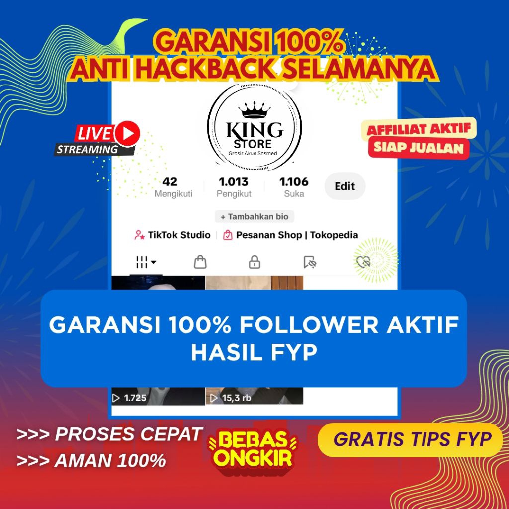 JUAL AKUN TIK TOK FRESH FOLLOWER INDO MURAH BERGARANSI HASIL FYP BISA LIVE FRESH 1K LEBIH FOLLOWER