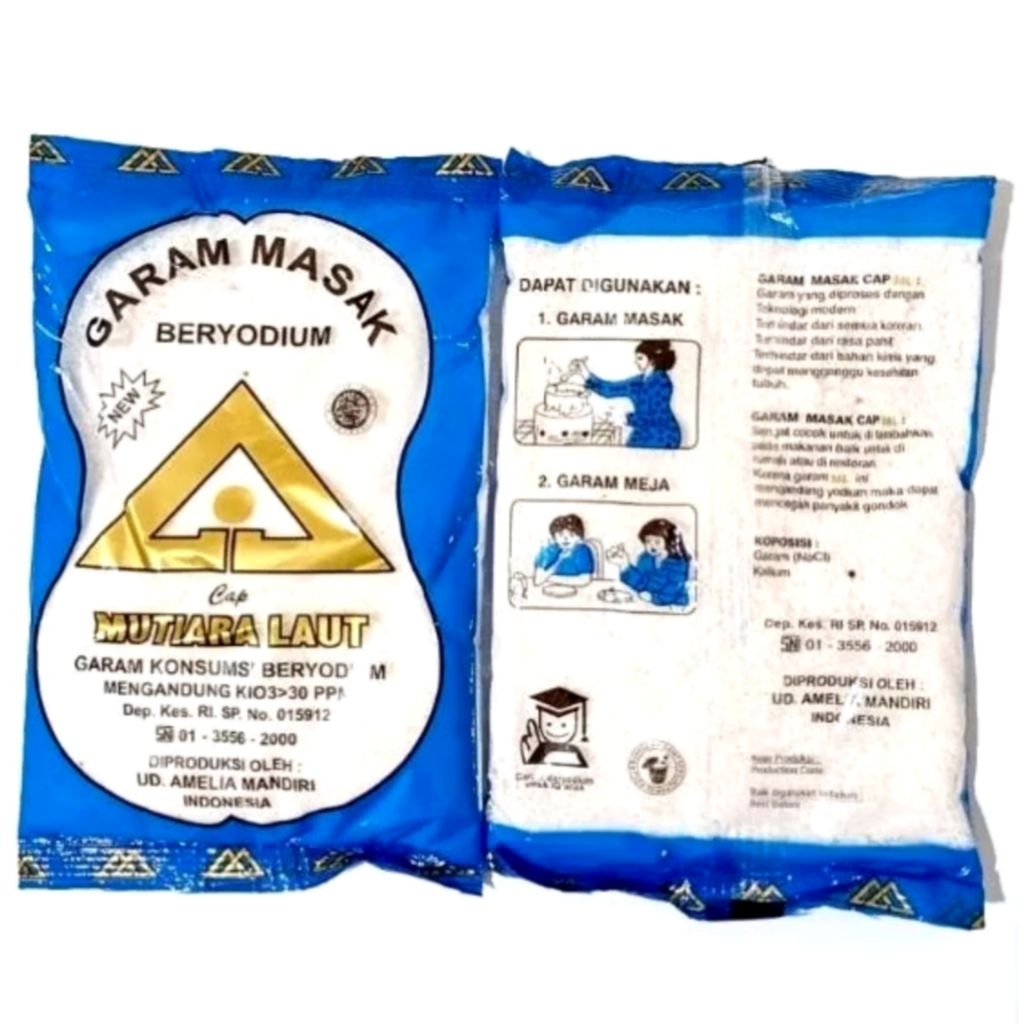 

[ 1 Pcs ] Garam Masak Beryodium Seg itiga Mas Mutiara Laut / Garam Halus 90-100 Gr