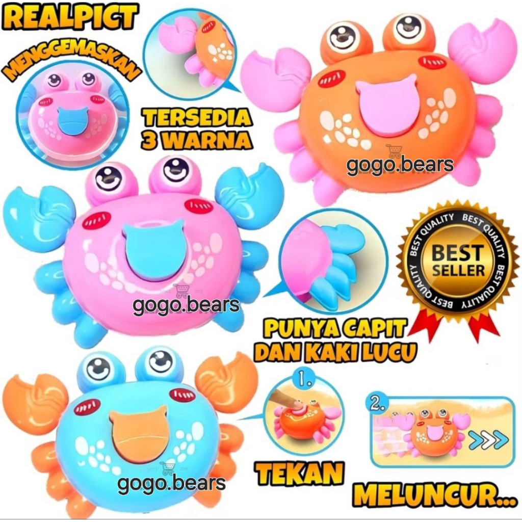 (SNI)Mainan Anak Kepiting Jalan / Mainan Anak Di Teken Kepiting