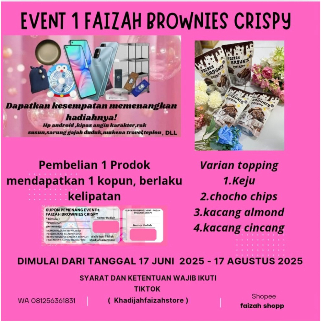 

Event 1 faizah brownis+1kopon
