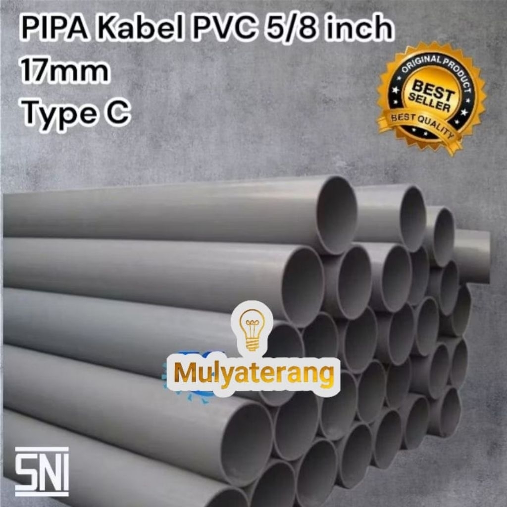 Pipa PVC Listrik Paralon PVC Kabel Listrik 5/8 inch 17mm abu abu 1meter Kualitas Terbaik