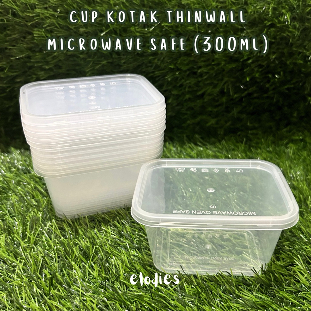 cup plastik | wadah plastik kotak thinwall 300ml wadah slime (microwave safe)