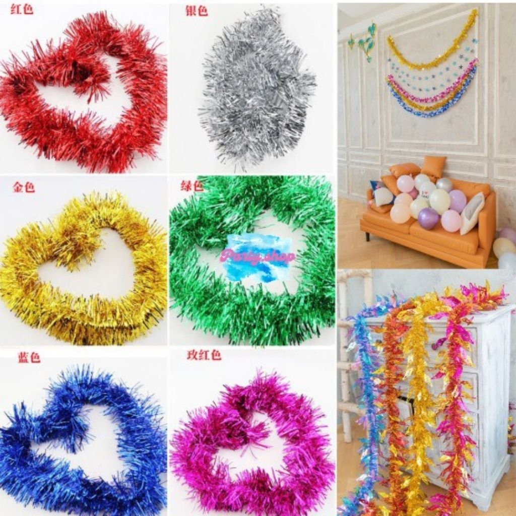 Slinger Rumbai Ulang Tahun / Tinsel Dekorasi Warna Warni /Slinger Ulang Tahun (2meter)