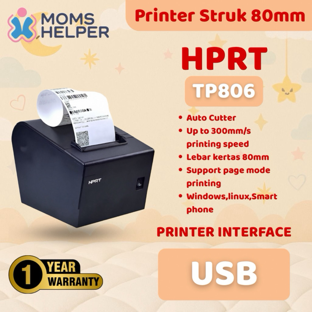 PRINTER Thermal HPRT TP-806 kertas 80mm | Original SEGEL | GARANSI 1TAHUN | LABEL,RESI