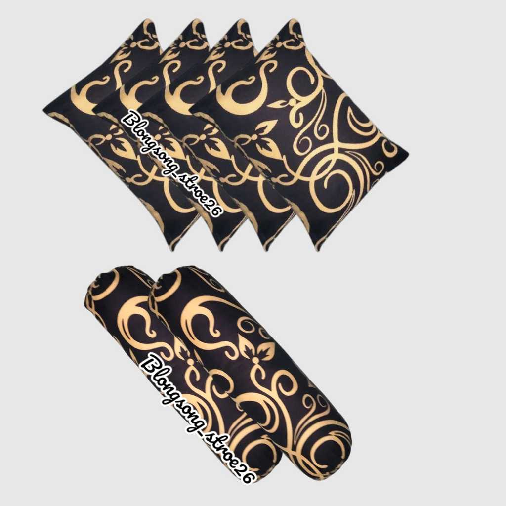 6pcs 4 sarung bantal 2 sarung guling motif bunga dan karkter uk45x60