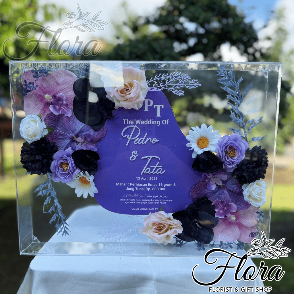 DOME 30x40cm Bingkai Mahar Akrilik / Frame Mahar Transparan Mahar Pernikahan Uang Plus Replika Koin