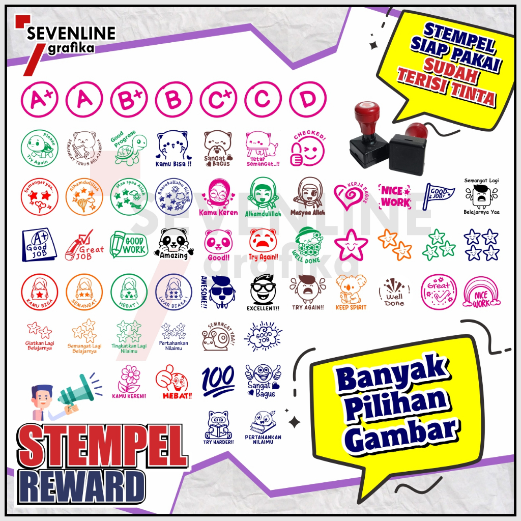 

Stempel Emoji Reward Banyak Pilihan Gambar Stampel PAUD / TK / SD / Home Schooling