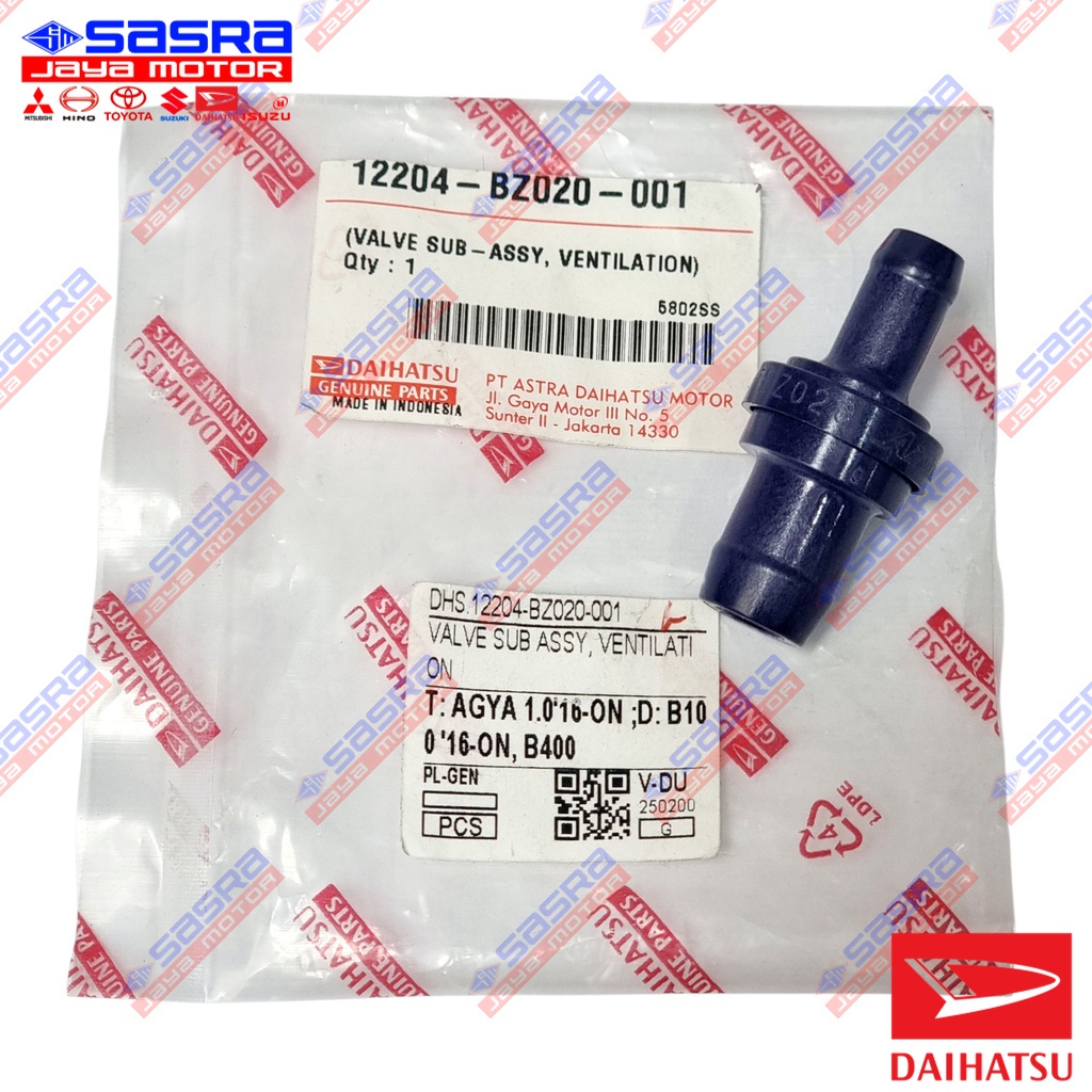 PCV Valve/Valve Ventilation ORI AGYA/AYLA 1.0 2016-2022|SIGRA 1.0 Daihatsu Genuine Parts DHS.12204-B