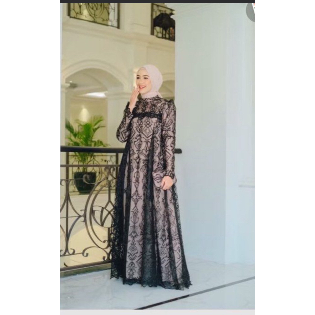 Dress Hitam Cream by FLH