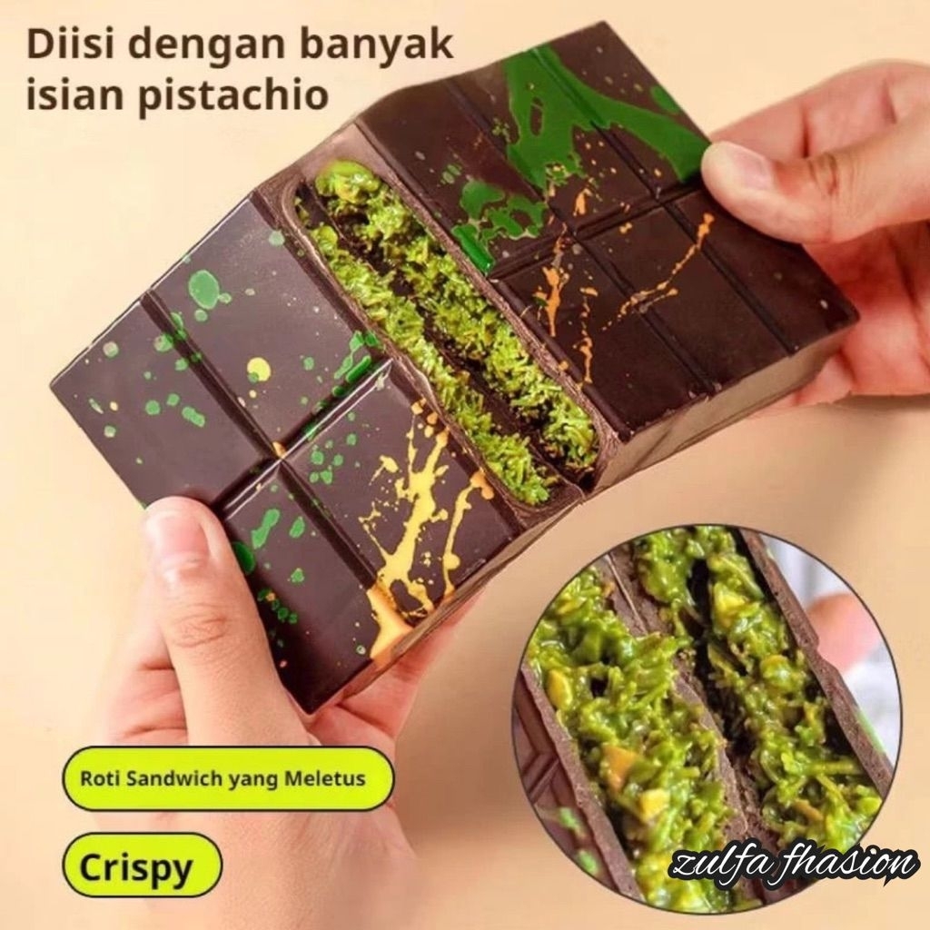 

choco jak coklat dubai viral 80 gram / coklat viral / kacang pistchio | enak dan Lumer | cocholate Dubai crispy pistchio kunafa | coklat Arab | snack viral
