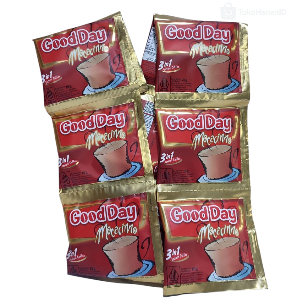 

Good Day Mocacinno 3 in 1 Merah 20g x 10 Sachet (1 Renteng)) – Kopi Instan