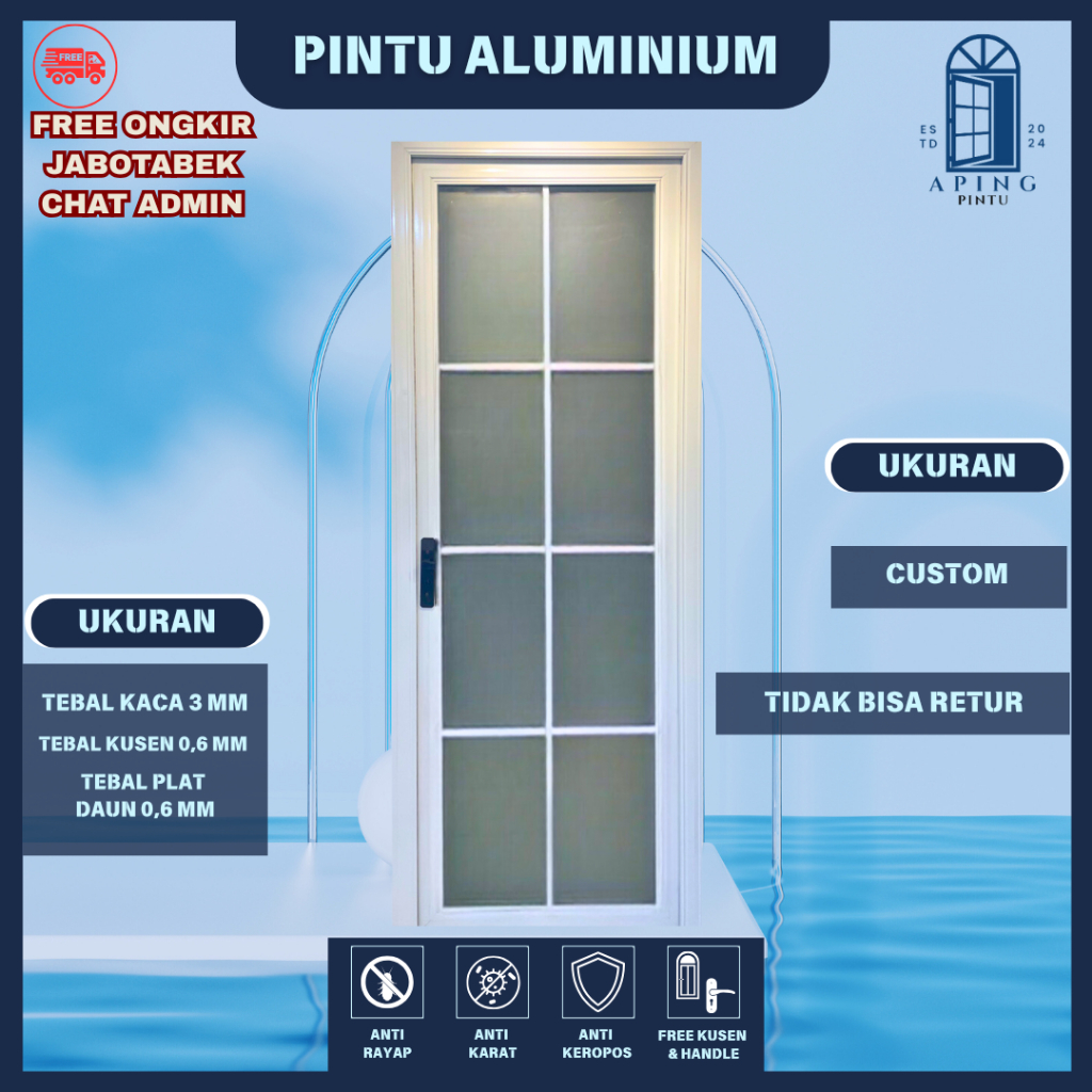 Pintu aluminium,  pintu alumi , pintu kamar mandi, pintu toilet, pintu indoor, pintu outdoor, Alumin