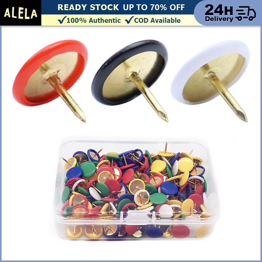 

100 Pcs Thumb Tacks / Pines / Paku Payung Kecil Warna Warni Hitam Putih Biru Merah