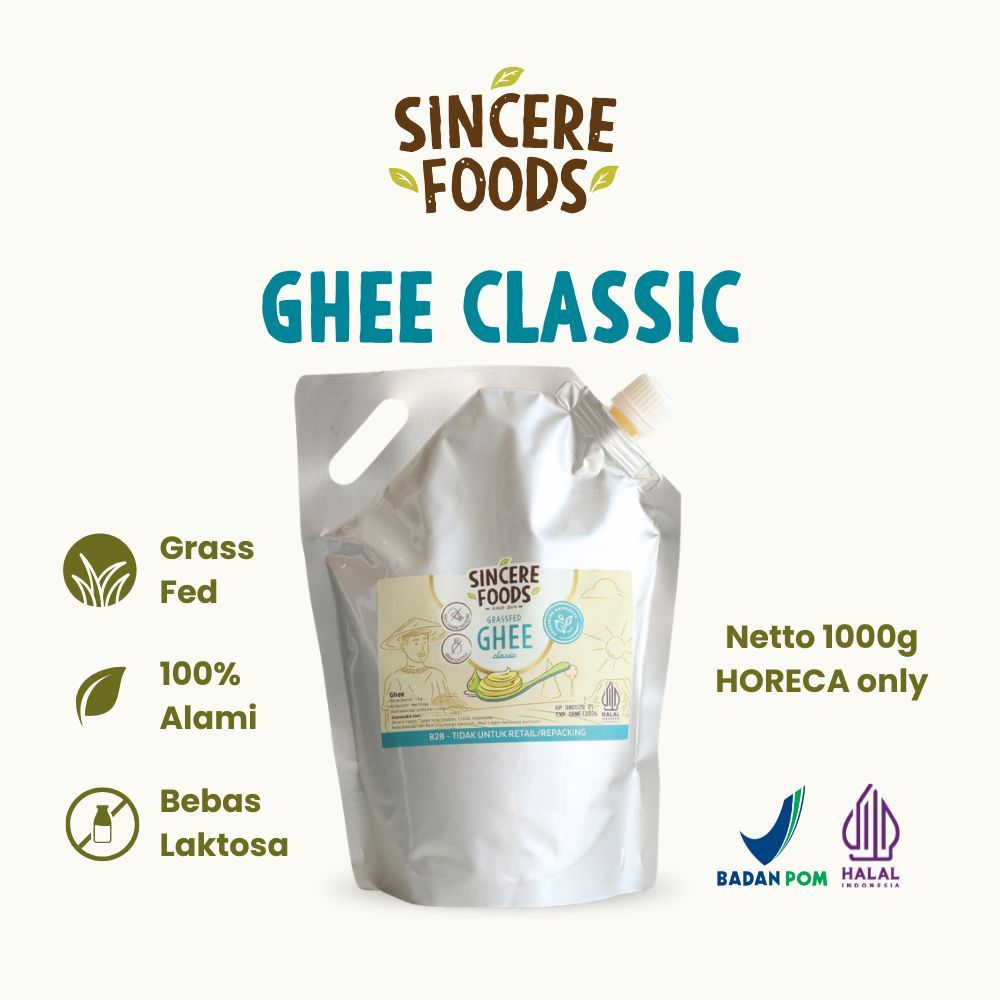 

1KG HORECA Grass Fed Ghee Classic Clarified Butter SINCERE FOODS