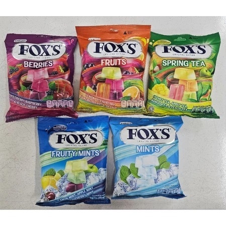 

( PAKET ISI 5 ) ( Bag 90gr ) Permen FOX'S Crystal Clear Candy Bag 90gr - All Varian