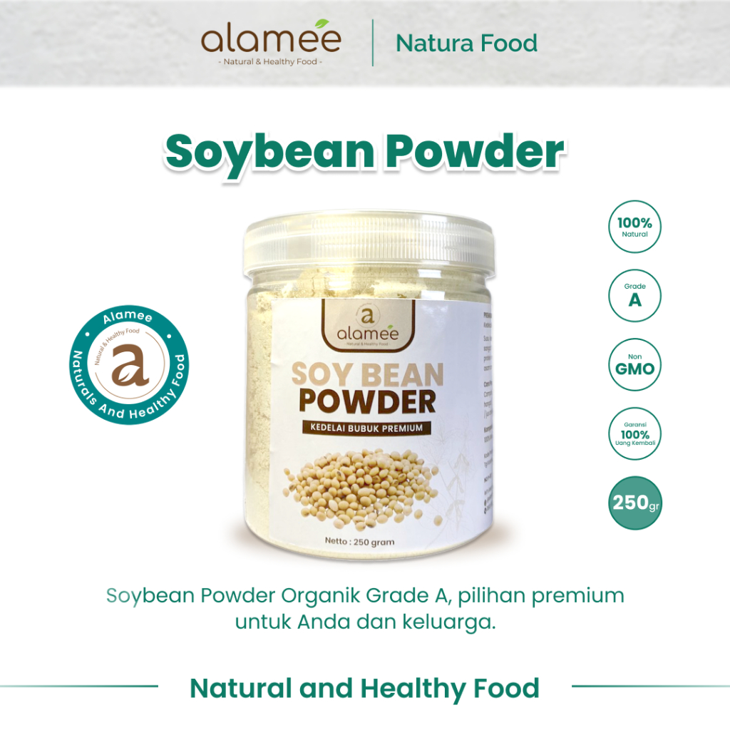 

ALAMEE Soy Milk Bean Powder PREMIUM Bubuk Susu Kacang Kedelai Murni Tinggi Protein Tanpa Gula 250gr