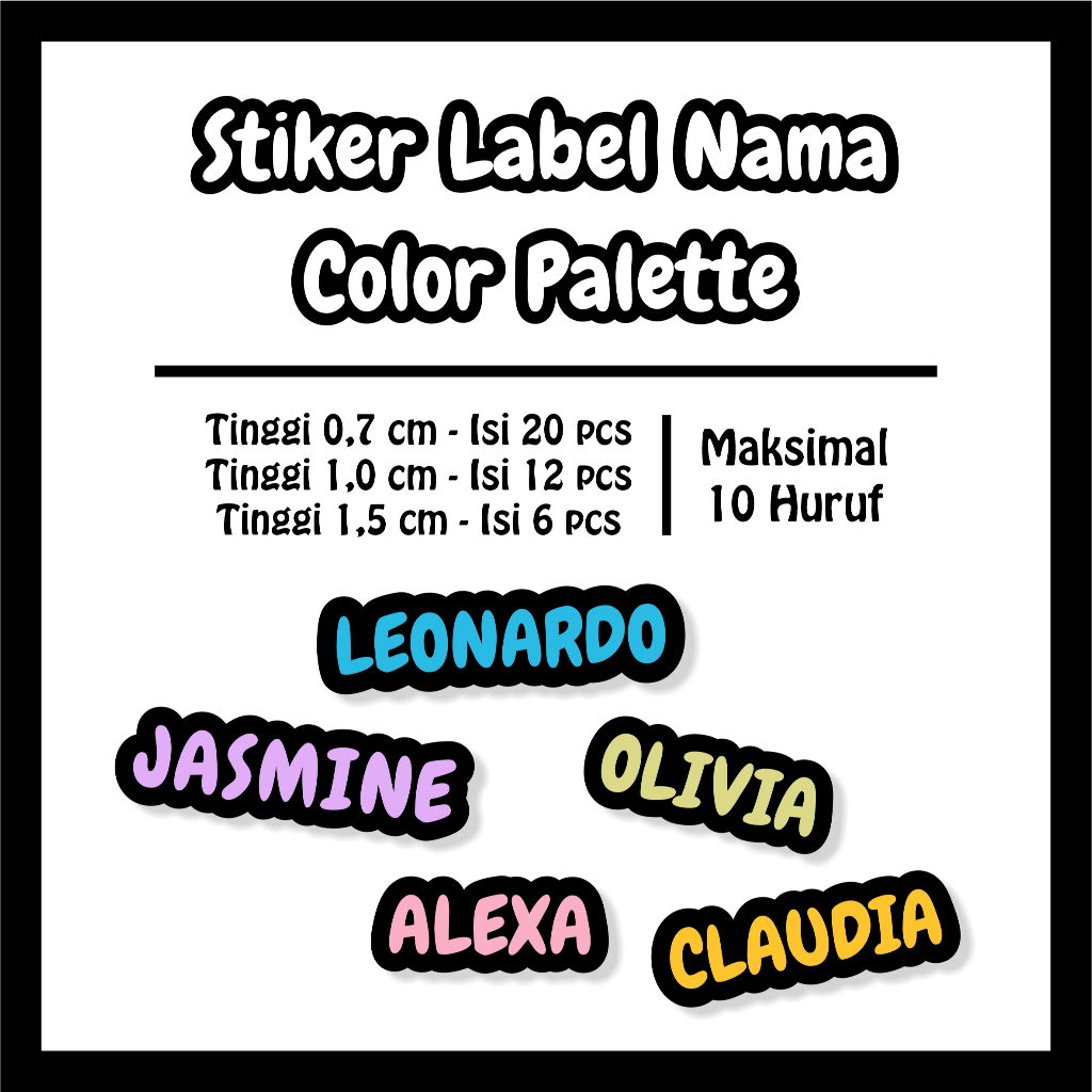 

Label Nama Color Palette Background Hitam Waterproof 15 Variasi Warna