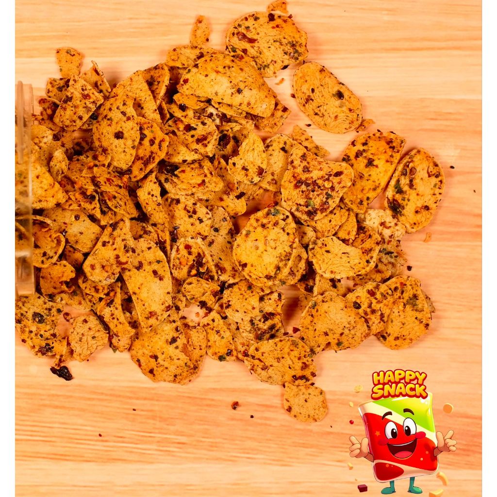 

Paket Hemat 200Gram Basreng Chili Oil 2Pcs Cemilan Keripik Koin Asin Manis Gurih Pedas Happy Snack