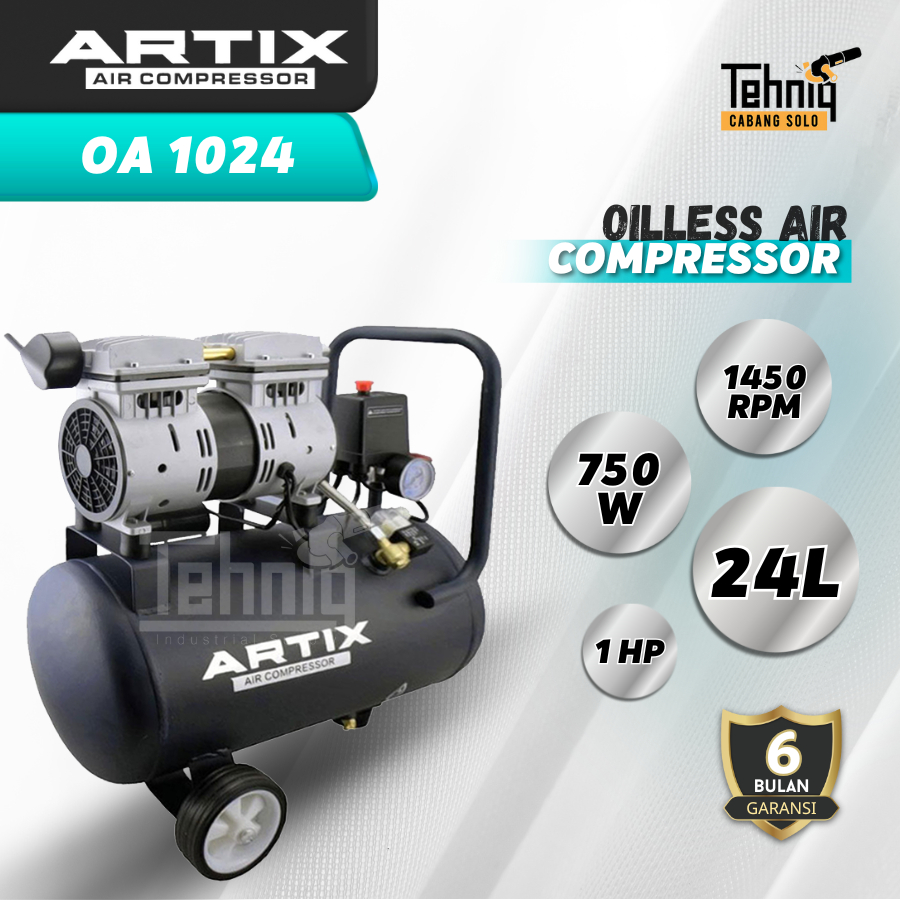 Kompresor Angin Listrik ARTIX OA 10-24 Oil Less Compressor 1 HP Tanpa Oli