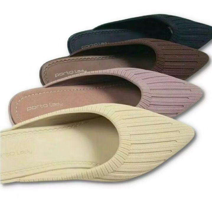 Porto DTA - Sendal Selop Karet Wanita Motif Salur Depan Hak 2 cm Ukuran 36 - 40