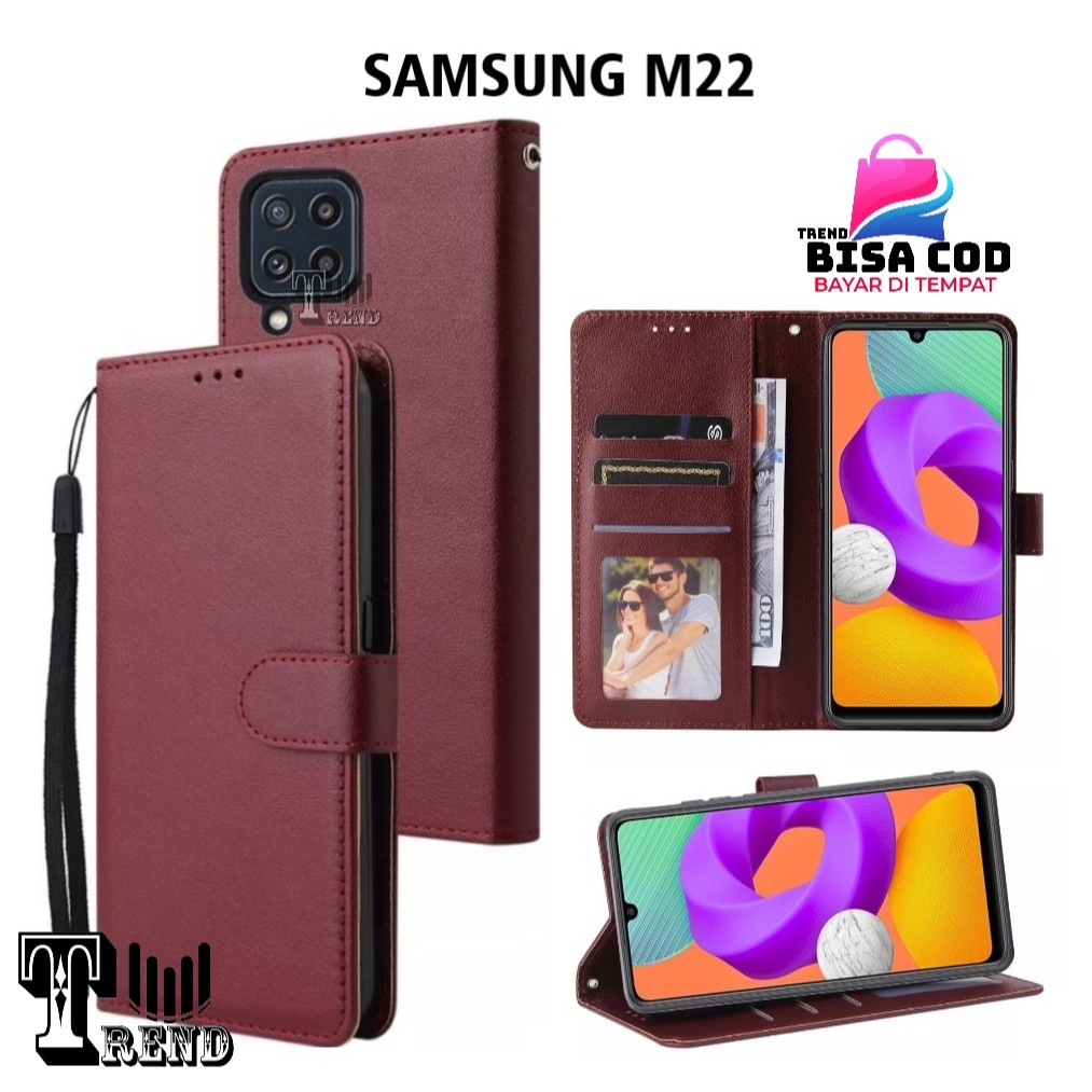 LEATHER CASE FLIP SAMSUNG M22 - FLIP CASE KULIT UNTUK SAMSUNG M22
