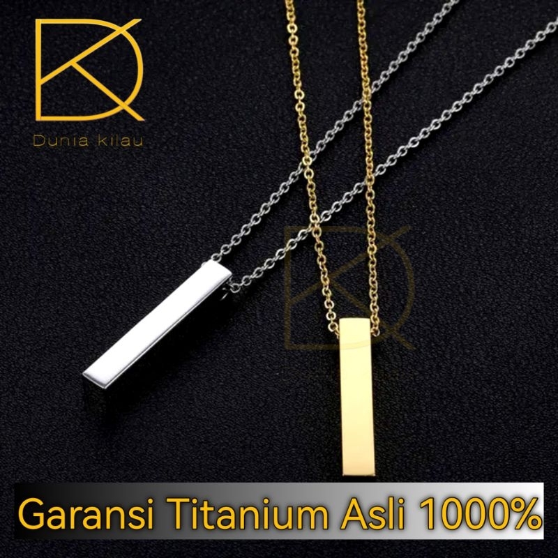 Kalung Pria Titanium anti Karat Asli Keren Liontin Cincin Silver Perak Emas Putih Asli