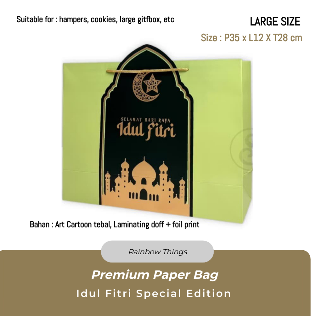 

Premium Paper bag Besar FOIL LEBARAN Eid Mubarak NEW uk 35 x 12 x 28cm