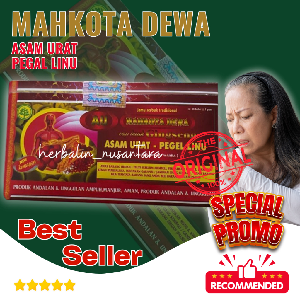 

Serbuk Mahkota Dewa 30 Sachet Asam Urat Pegal Linu Original Kemasan Merah
