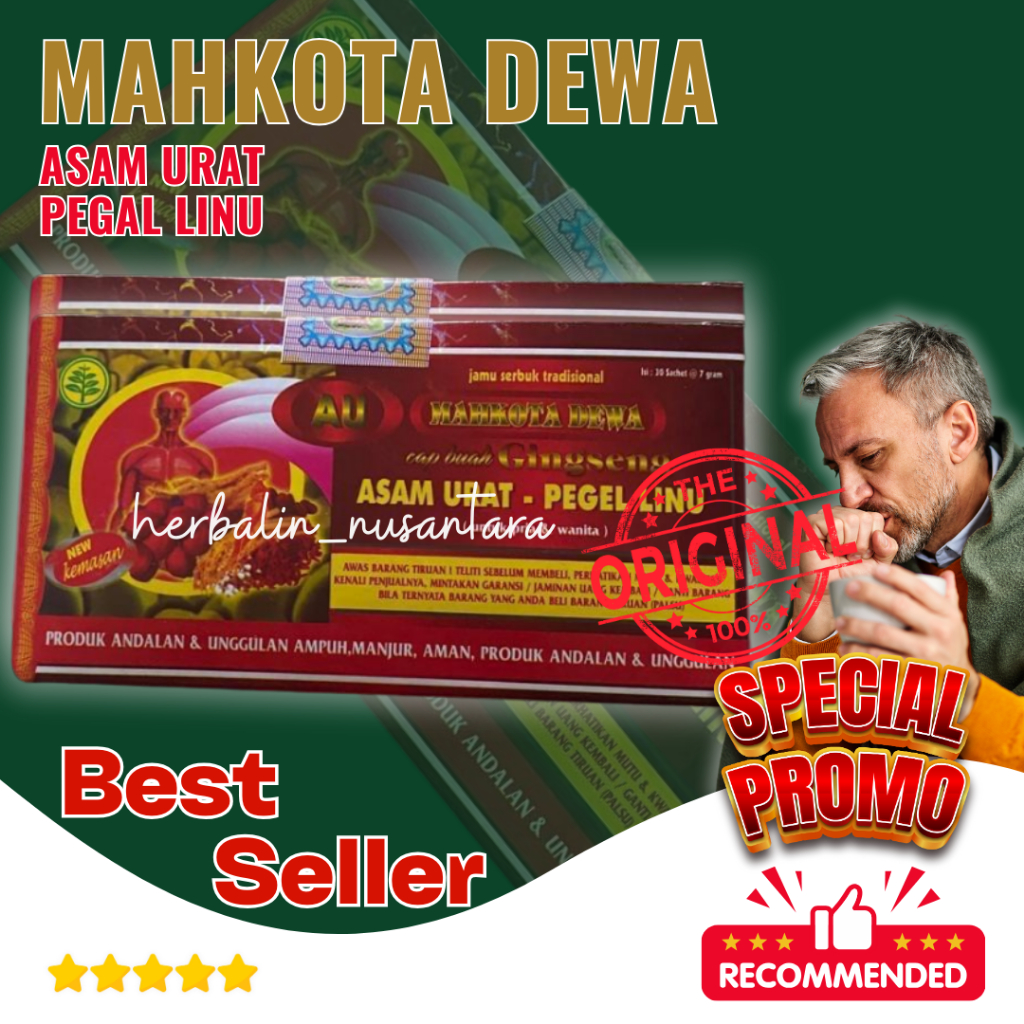 

Mahkota Dewa Serbuk Kemasan Merah Asam Urat Pegal Linu 30 Sachet Original 100%