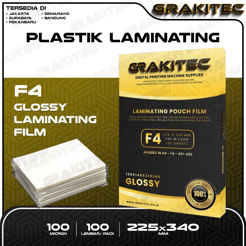 

Grakitec Plastik Laminating FIlm F4 isi 100 PCS Glossy 100 MICRON