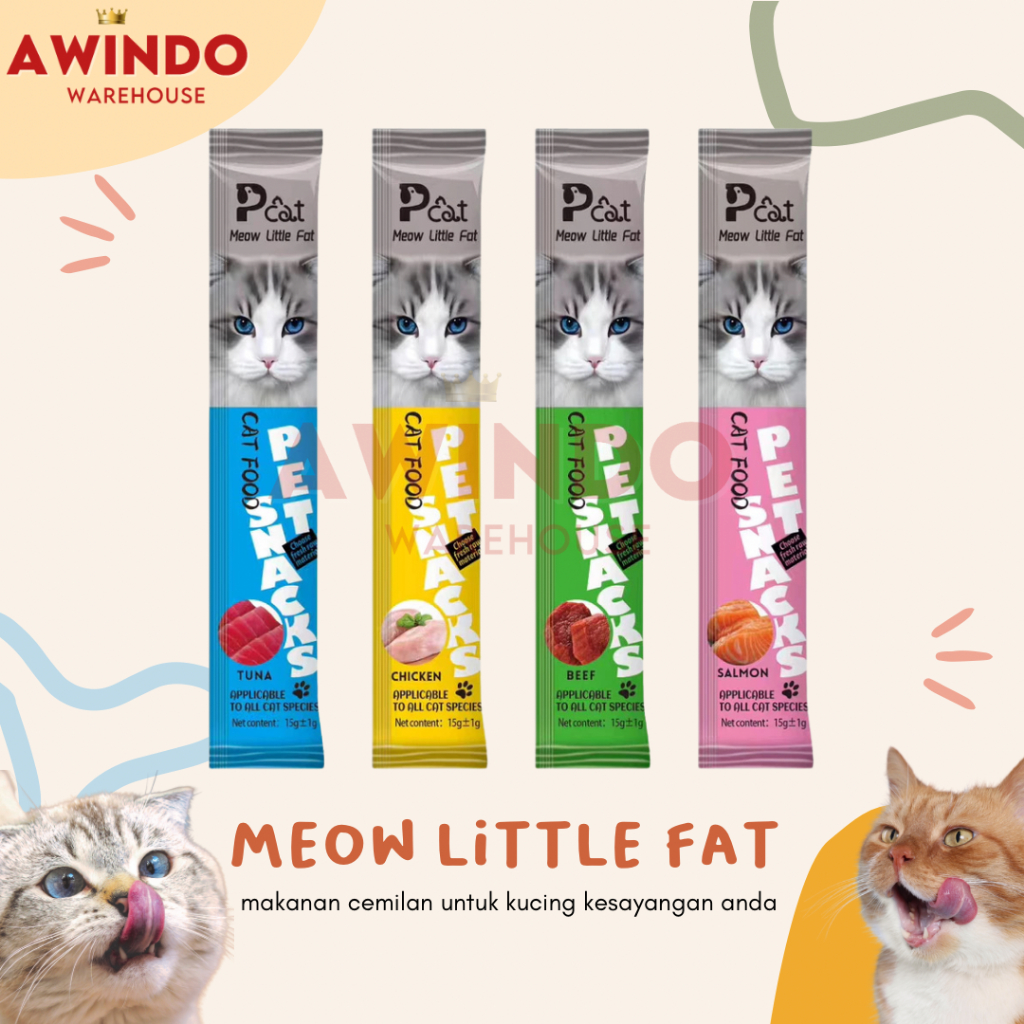 MEOWLITTLE CREAMY CAT - Makanan Snack Cemilan Kucing Adult Kitten Meow Little Fat Cat Strips