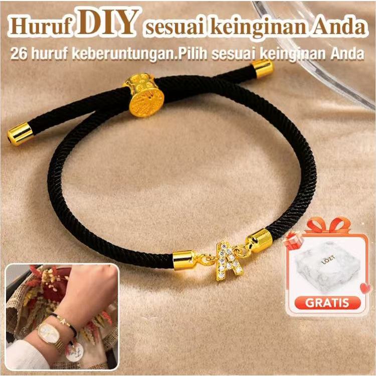 Kalung nama inisial huruf gelang kaukah koka kain inisial huruf nama custom titanium anti karat gela