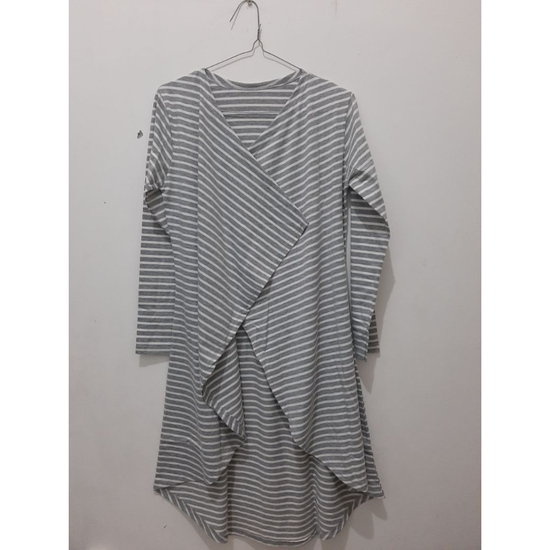 [PL] Long Cardigan Motif Garis