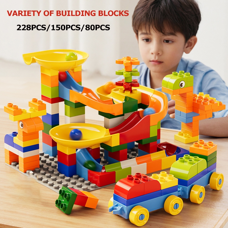 2880 PSC DIY marmer balapan trek bola blok corong slide bata bata mainan pendidikan mainan hadiah ul