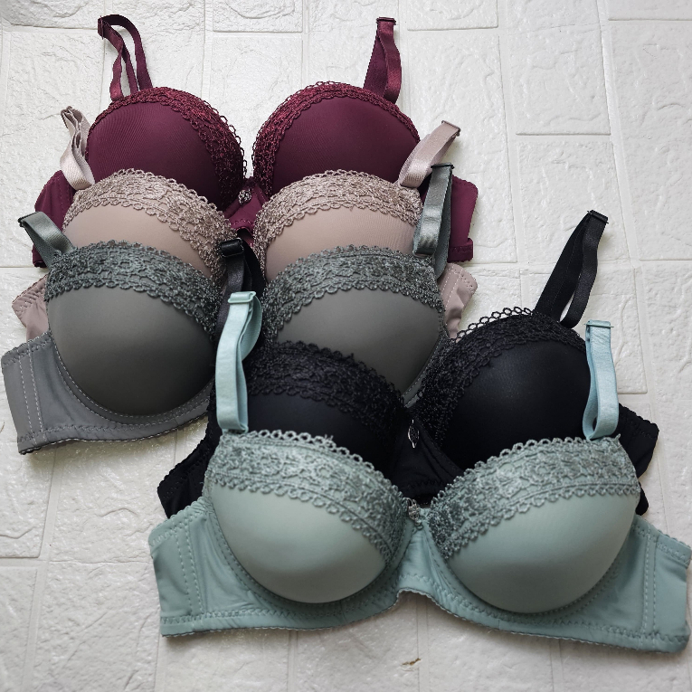 3pcs bh bra wanita kawat busa tebal Cup A 34 36 38