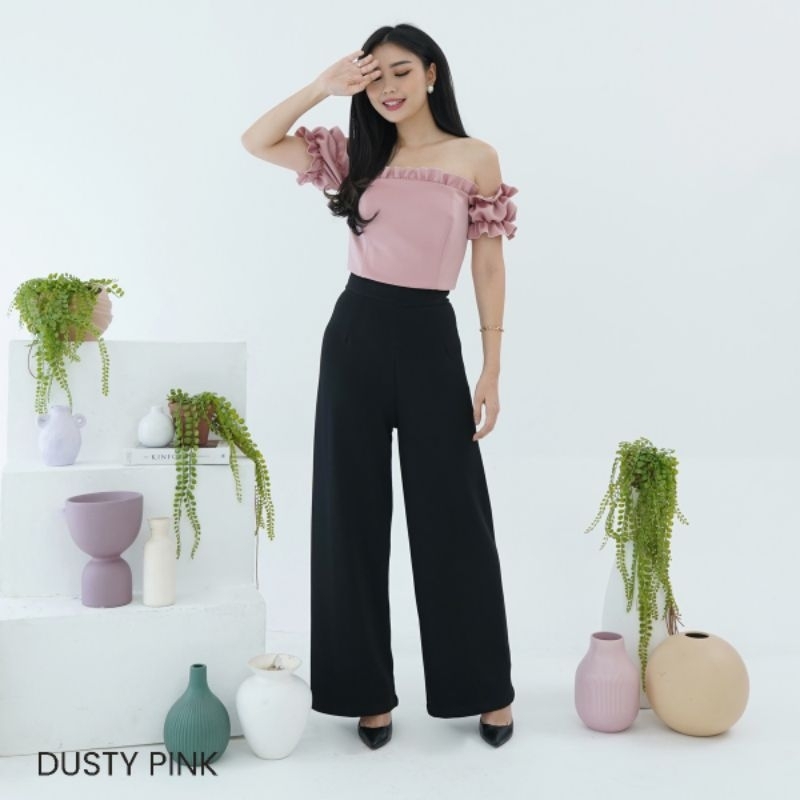 Sabrina Puff Top Damanik/baju crop wanita - pink