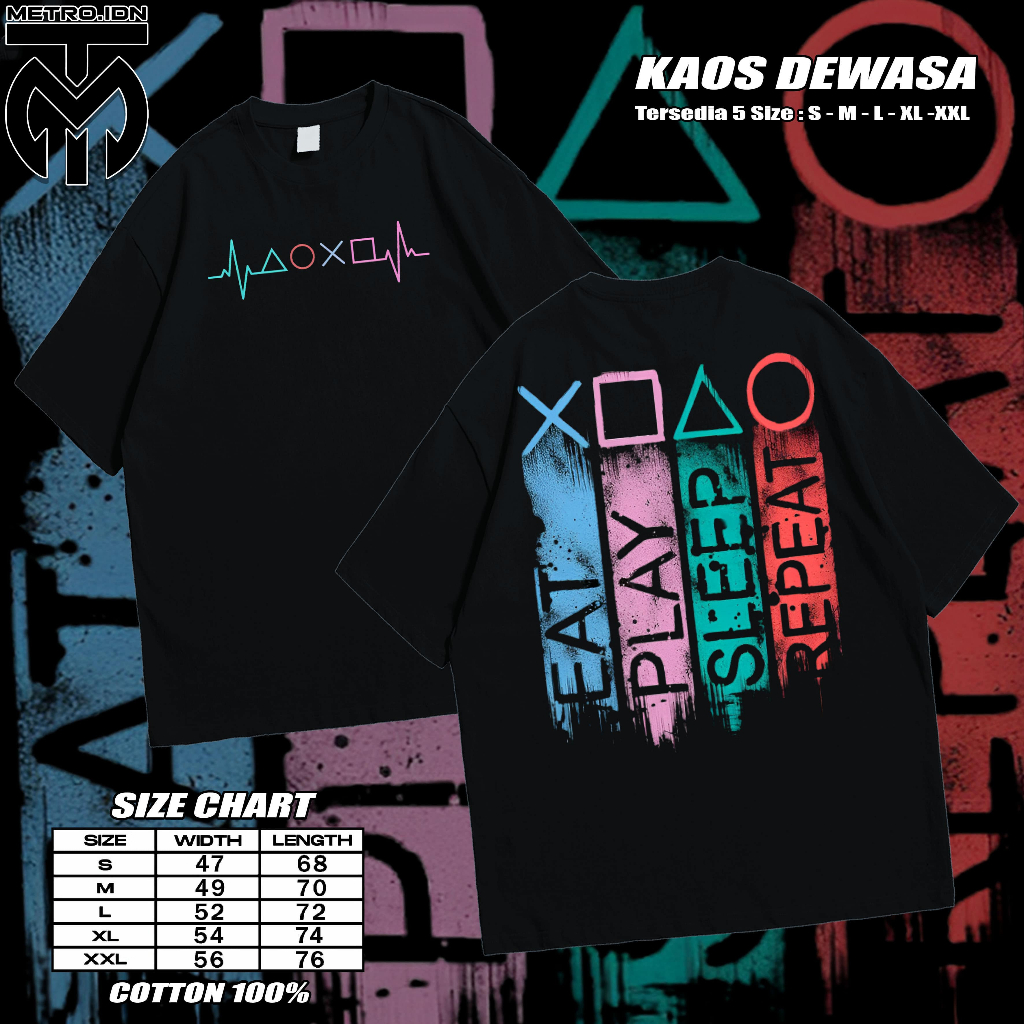 Kaos Playstation Colorful Button - Baju Seri Game