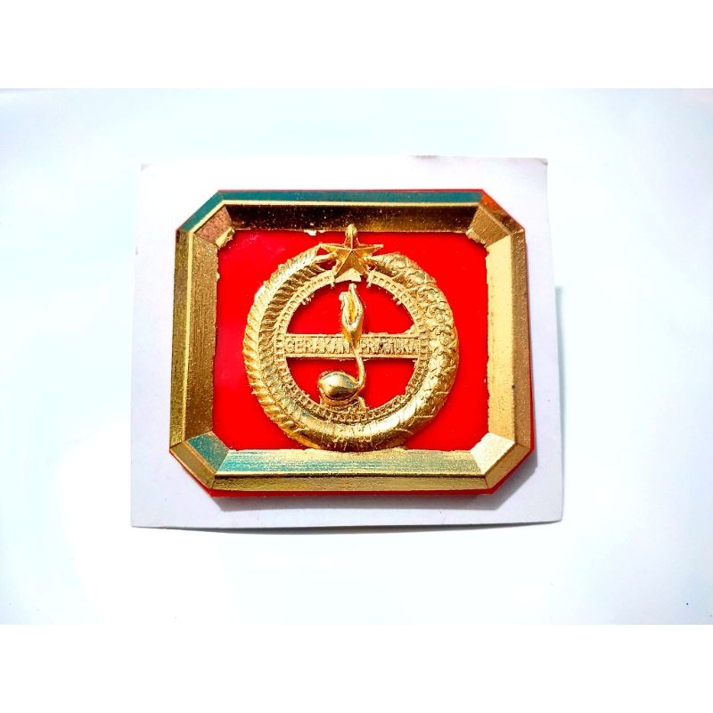 

tatop baret pramuka logam gold double akrilik premium penegak/penggalang/pandega