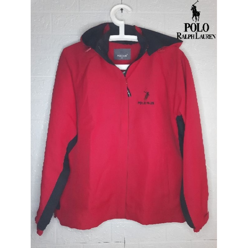 C-06 Second Branded Jacket Poli Nize, Merah Strip Hitam, baju Second Branded Collections